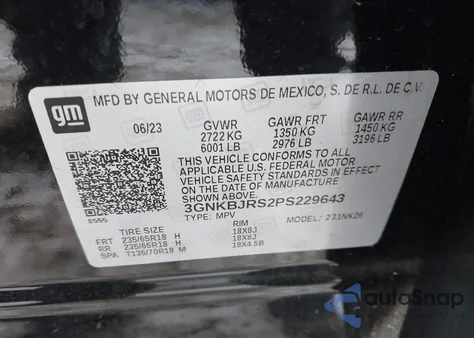 2023 Chevrolet Blazer Awd 3Lt from USA, damaged, VIN 3GNKBJRS2PS229643